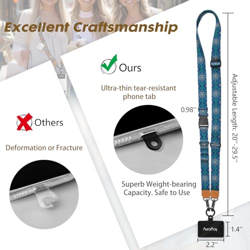 Icycay Phone Lanyard Crossbody Strap Neck Adjustable Teacher Women Boho - color: Boho Blue