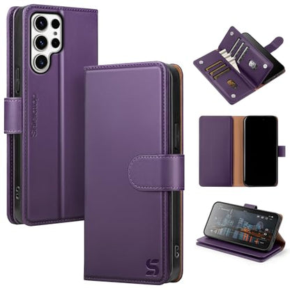 Shieldtop Compatible with Samsung Galaxy S23 Ultra 5G Wallet Case with Card Holder,Women Men RFID Blocking PU Leather Flip TPU Protective Cover Credit Card Slots,Phone Case for S23 Ultra,Dark Purple - color: Dark Purple, size: Galaxy S23 Ultra - 6.8"