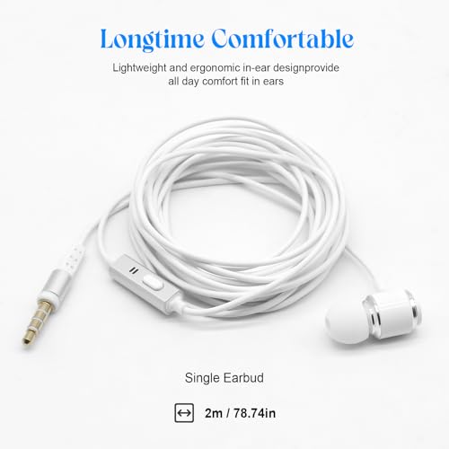 Single Mono Wired Earbud Headset with Microphone