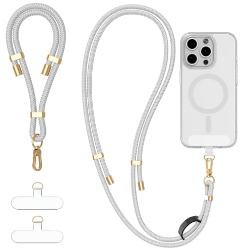 4-IN-1 Phone Lanyard Crossbody & Wrist Strap Kit with 2 Pack Tabs - color: Grey