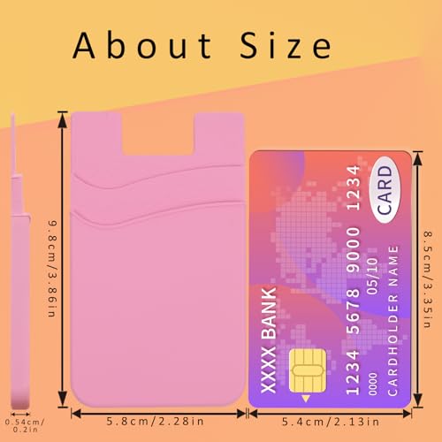 3 Pack Pink Adhesive Phone Wallet Stick on Card Holder for Phone Case - color: Pink