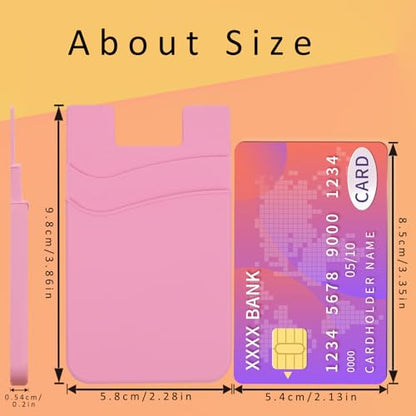 3 Pack Pink Adhesive Phone Wallet Stick on Card Holder for Phone Case - color: Pink
