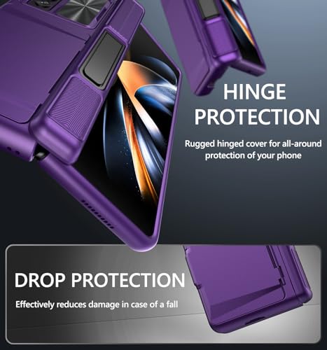 GBEE for Samsung Galaxy Z Fold 4 Case with Card Holder, Dark Purple - color: Dark Purple
