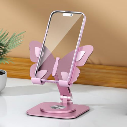 Phone Stand, Butterfly Shape Aluminum Alloy Mobile Phone Holder, Height Adjustable, Foldable Portable Stand, for Desktop Tablet (1PC)