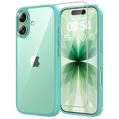 TAURI for iPhone 17 Case, Anti-Yellowing with Screen Protector, Military-Grade Protection Shockproof Slim Phone Case for iPhone 17, Green - color: E-Green