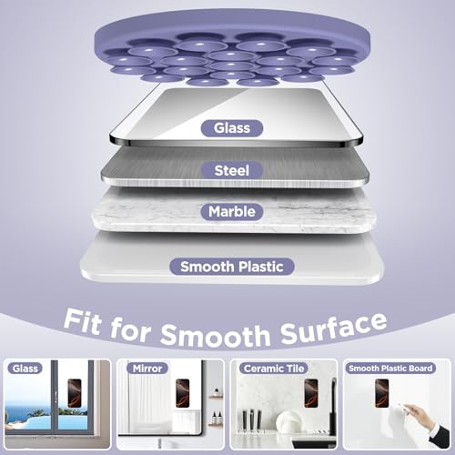 Magnetic Suction Cup Phone Mount, Compatible with MagSafe, Silicone Octo Cup Buddy Sticky Grip Holder for iPhone and Android, Removable Hands-Free Phone Stand Selfie/Video for TikTok, Lavender - color: Lavender
