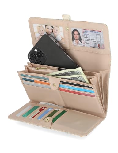 Mundi File Master Womens RFID Blocking Wallet Clutch Organizer With Change Pocket - color: Daisy Field, size: One Size