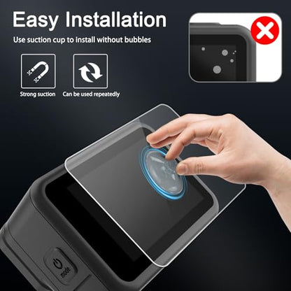 FiTSTILL Screen Protector[9 PCS] for Go Pro Hero 13 Black,Ultra Clear Tempered Glass Back Screen Protector + Tempered Glass Lens Protector + Front Screen Protector - 3 Packs + Lens Cover - size: For Go Pro hero 13 black