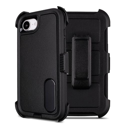 for Defender Phone Case iPhone 17e Case with Belt Clip Holster Kickstand | Heavy Duty Rugged Protective Phone Case, Dual Layer Shockproof Cover - color: Black