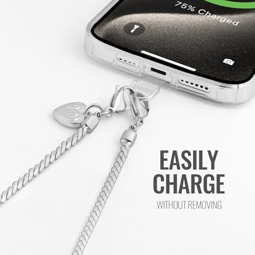 Phone Charm Strap Detachable Wrist Strap For iPhone Anti Theft Strap Phone Chain Wristlet - color: Pale Sliver