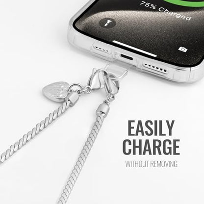 Phone Charm Strap Detachable Wrist Strap For iPhone Anti Theft Strap Phone Chain Wristlet - color: Pale Sliver