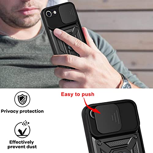 RKINC Case for iPhone SE 3 2, iPhone 7, 8 Case with Slide Camera Cover & Rotated Ring Kickstand Military Grade Shockproof with Magnetic Car Mount Holder Cover, Red - color: Red, size: iPhone SE 3 2, iPhone 7, 8