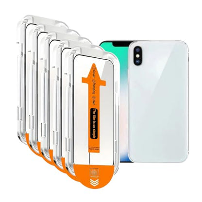 Full Edge Tempered Glass Screen Protector for iPhone 11 Pro/XS/X 5.8 inch 5 Pack Edge Reinforcement, Self-Aligning Installation, Case Friendly HD Screen Protectors
