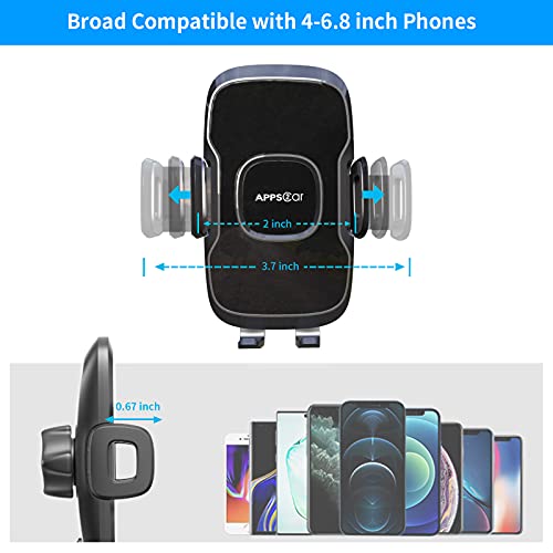 APPS2Car 14'' Gooseneck Car Truck Phone Holder, Windshield Phone Mount - color: Black Mirror