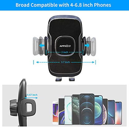 APPS2Car 14'' Gooseneck Car Truck Phone Holder, Windshield Phone Mount - color: Black Mirror