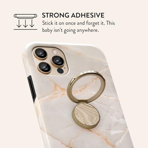 BURGA Cell Phone Ring, Holder Grip and Stand - Finger Phone Grip for Back of Smartphone Case, Kickstand 360 Rotation, Universal Ring for iPhone Samsung Galaxy Huawei Google Pixel, Stylish Accessories - color: Full Glam, style: Gold