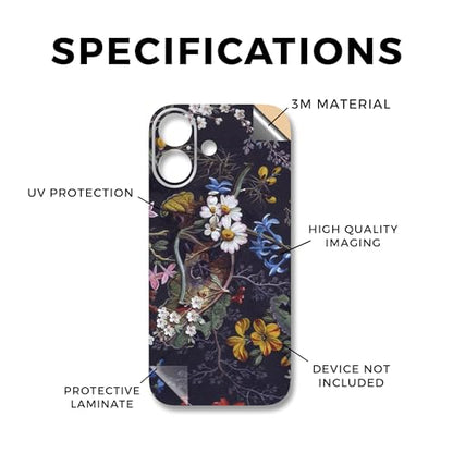 Phone Skin Compatible with Apple iPhone 17 - Midnight Blossom - Premium 3M Vinyl Protective Wrap Decal Cover - Easy to Apply | Crafted in The USA by MightySkins - color: Midnight Blossom, size: iPhone 17 (Back Wrap), style: Matte Finish