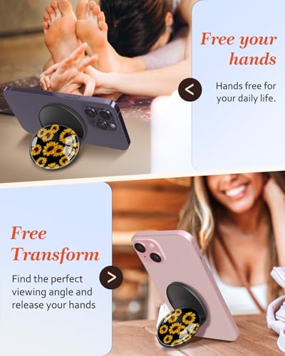 Magnetic Phone Grip, Cute Finger Grip Phone Stand, Sunflower - color: Sunflower