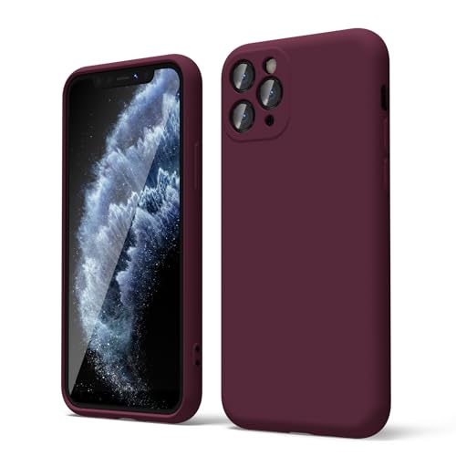 oakxco for iPhone 11 Pro Phone Case Liquid Silicone, Thin Slim Soft Rubber Gel TPU Plain Simple Cover for Women Girl Cute, Matte Solid Color, Burgundy Plum Wine - color: Burgundy, size: 11 Pro