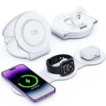 HICOBER 3-in-1 Wireless Charging Station for iPhone, Watch, AirPods, White - color: B-White