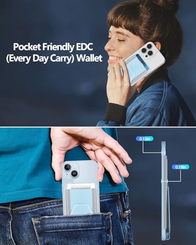 Miroddi for Magsafe Wallet Stand, Magnetic Phone Wallet for iPhone 16/15/14/13/12 Series, Leather Magnetic Cards Holder, Fits 5 Cards, RFID Blocking, Slim, Blue - color: Blue-1