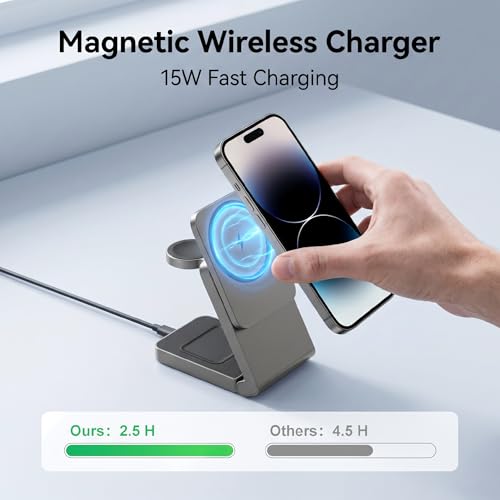 3 in 1 Charging Station for Apple,Wireless Foldable Mag-Safe Charger