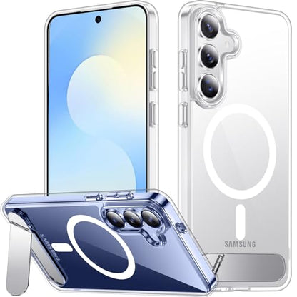 SPIDERCASE for Samsung Galaxy S25 FE Case,Built-in Stand,Clear | Magnetic [3 Stand Ways] Invisible Kickstand|Crystal Clear|Drop Protection| Shockproof Slim Case - color: Clear, size: S25 Fe