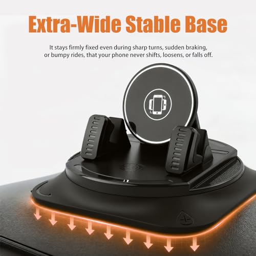 2026 Upgraded Car Phone Holder 360 Degree Rotation,Adjustable Cell Phone Car Mount for Phones Securing,Universal Anti-Slip Cars Dash Phones Holder for Most Cellphones - color: Upgraded Black