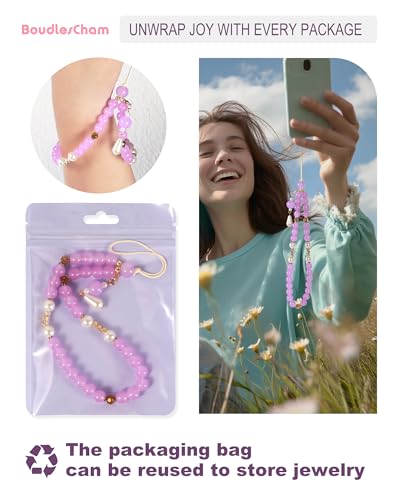 Phone Charm Cute Purple Pearl Beaded Phone Wrist Strap for Women, Phone Charms Strap for iPhone Charm Strap & Phone Case Charms, Camera Wrist Strap Cute, Gift for Birthdays & Holidays ( Purple ) - color: Purple