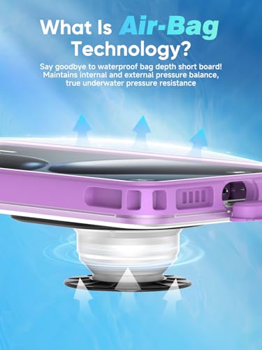 APRUT Waterproof Phone Pouch Case 7.5", 2025 Upgraded IPX8 Waterproof Phone Case for Snorkeling, Universal Fit for iPhone 16 Pro Max 15 14 13, Galaxy S25, Beach Vacation Essentials (Purple) - color: Purple