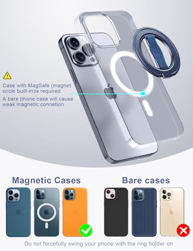 EWA MagOne 3rd Gen [Compatible with MagSafe] Phone Grip Stand with Finger Strap, Removable Magnetic Ring Holder Kickstand Loop for iPhone 17,16,15,14,13,12 Series-(Blue) - color: Blue