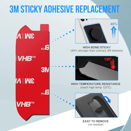 volport 10pcs Sticky Adhesive Replacement for Pops Wallet+ & Wallet Plus Base, Socket Wallet Case Back Sticker Pads, Double-Sided High Stickiness Strip Tapes Piece for Cell Phone Wallet Card Holder