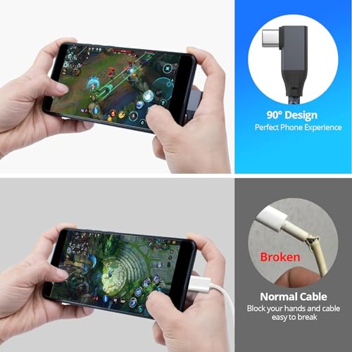 USB C Right Angle Cable 100W 1.6ft, 4K Video Short USB C 3.2 Data Cable - color: Gray, size: 1.6FT