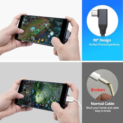 USB C Right Angle Cable 100W 1.6ft, 4K Video Short USB C 3.2 Data Cable - color: Gray, size: 1.6FT