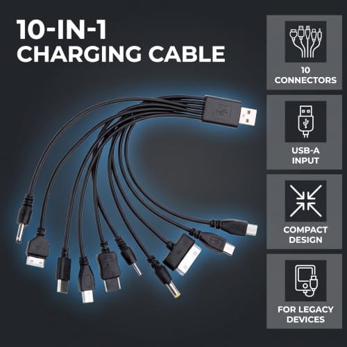 10 in 1 USB Cables - 20CM/7.87in Universal USB to Multi Plug Cell Phone Charger for Smartphones