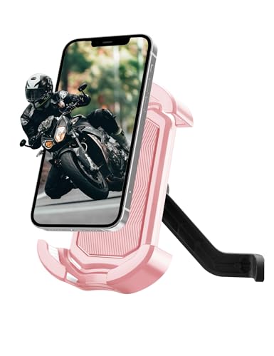 ROCKBROS Bike Phone Holder Security Lock Shockproof Bicycle Phone Mount - color: Side View Mirror Mount Pink