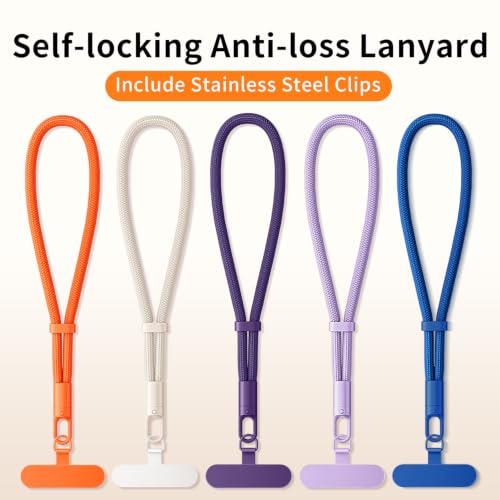 saxsion Lanyard for Phone, Self-Locking Phone Wrist Strap with 0.4mm Ultra-Thin Clip & 360° Hook, Anti-Drop and anti theft phone Strap (Camel) - color: Camel