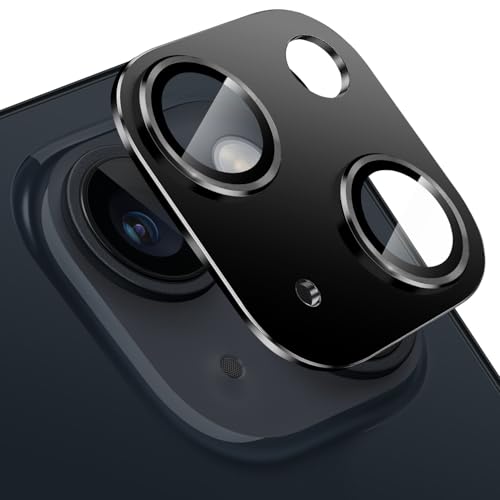Compatible with iPhone 13 Mini and iPhone 13 Camera Lens Protector, Anti-Scratch Tempered Glass Camera Screen Protector Shockproof Full Protective Camera Cover Case Friendly Lens Cover-Black - color: Black Glossy, size: for iPhone 13 / 13 Mini