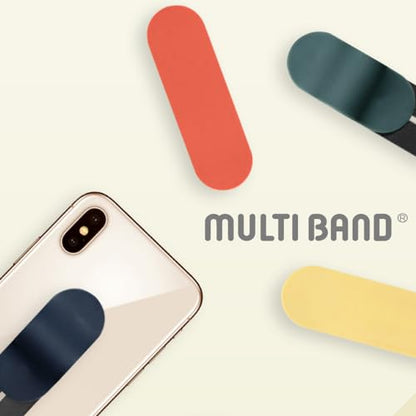 MULTI BAND Original Phone Grip, Secure Hand Strap Holder, Slim Fashionable Finger Loop Selfie Grip, Phone Stand Compatible with Most Smartphones - color: Glossy Silver