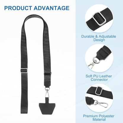 PATIKIL Smart Phone Lanyard with Wrist Strap and Patches for Most Smartphones ID Badges Keychain - color: Black