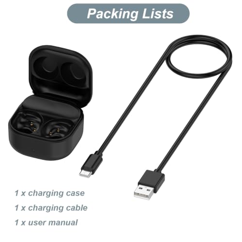 Charging Case for Galaxy Buds FE, Replacement Charger Battery Case 600mAh for Samsung Galaxy Buds FE (Black) - color: Black