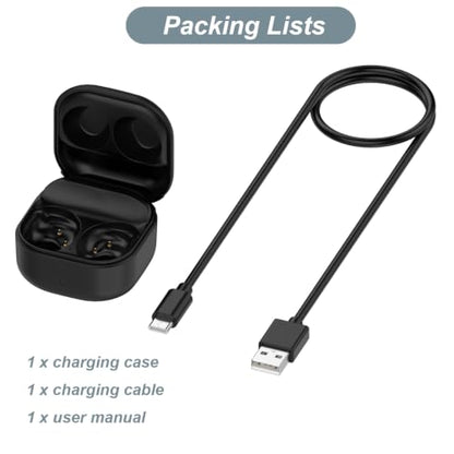 Charging Case for Galaxy Buds FE, Replacement Charger Battery Case 600mAh for Samsung Galaxy Buds FE (Black) - color: Black