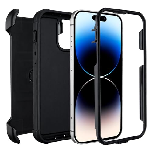 for Phone Case iPhone 14 Pro Max Case Belt Clip Heavy Duty Holster Black | Protective iPhone 14 ProMax Case Kickstand Shockproof Dustproof Port Sturdy Defender Cover for iPhone 14 Pro Max Cases Black - color: Black