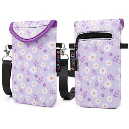 Flap Closure Secure Cell Phone Bag with Card Pocket for iPhone & Samsung - color: Lalic Daisy