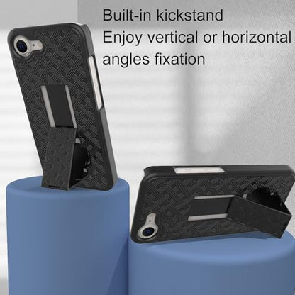 for iPhone 16e Belt Clip Case, Stand Holster Screen Protector-Black | Swivel Kickstand Holder, Slim Shell Slide Pouch Full Body Protective, Rugged Heavy Duty Shockproof Outdoor Cell Phone Cover - size: iPhone 16e