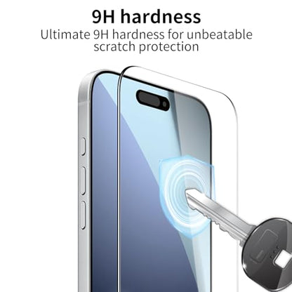 3 Pack Tempered Glass Screen Protector for iPhone 17 Pro Max 6.9 Inch with 3 Pack Camera Lens Protector, 9H Hardness, HD Clear, Scratch Resistant, Case Friendly, Easy Install - size: iPhone 17 Pro Max
