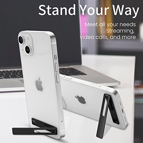 Mini Phone Kickstand, Folding Invisible Portable Metal Cell Phone Stand Holder for Desk, Compatible with iPhone, Samsung and All Cellphones, Black - color: Black