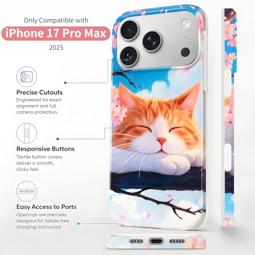 Compatible with with iPhone 17 Pro Max, 2025 Anti-Yellow Ultra Transparent Soft TPU Phone Case, Shockproof Anti-Slip Slim Lightweight Full Coverage Protective(Cat) - color: Cat