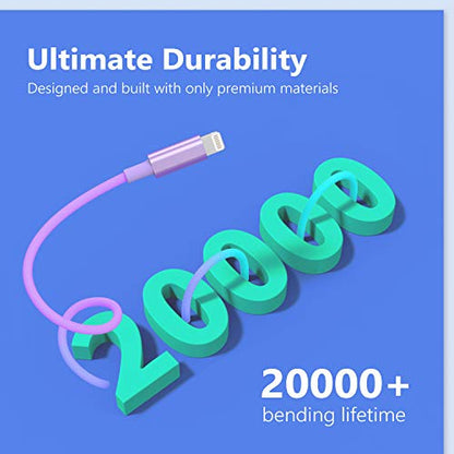 USB C to Lightning Cable, 3.3ft MFi-Certified, Fast Charging, for iPhone 14 Plus 14 14 Pro Max 13 13 Pro iPhone 12, (Multicolor, Colorful)
