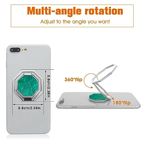 cobee Cell Phone Ring Holder Finger Kickstand, 360° Rotation Metal Cellphone Back Grip Foldable Cell Phone Stand Adjustable Phone Holder Compatible with Most Smartphones(Silver Marbling) - color: Silver Marbling